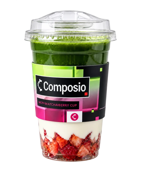 Composio layered matcha berry drink